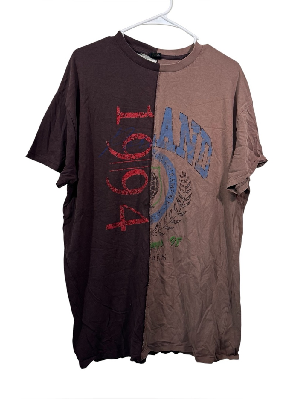 Urban Outfitters Split Graphic Oversized Distressed Short Sleeve T-Shirt